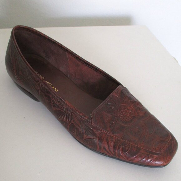 Antonio Melani Womens Brown Hand-tooled Leather Flat Loafer - Size 9M - Picture 2 of 9